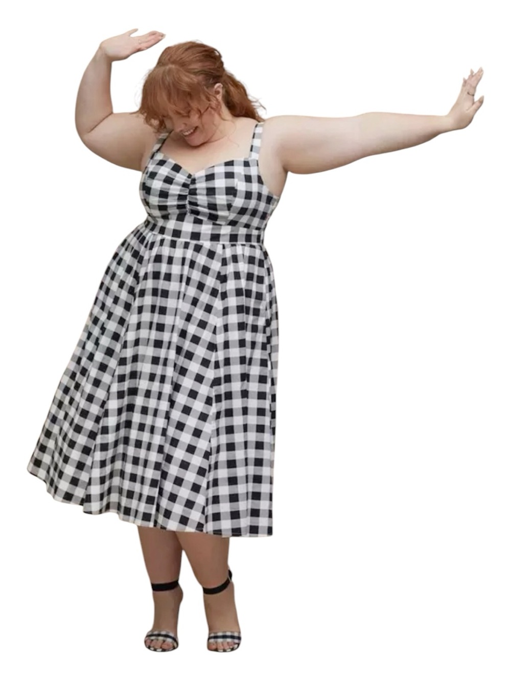 Black & White Gingham Fit-and-Flare Dress
